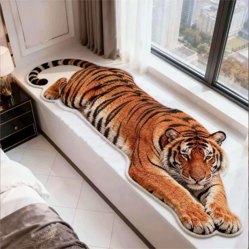 40x120cm Alien Imitation Cashmere Tiger Carpet Anti-Slip Dirt Resistant Bedroom Bedside Rug Easy Maintenance Home Use Bay Window