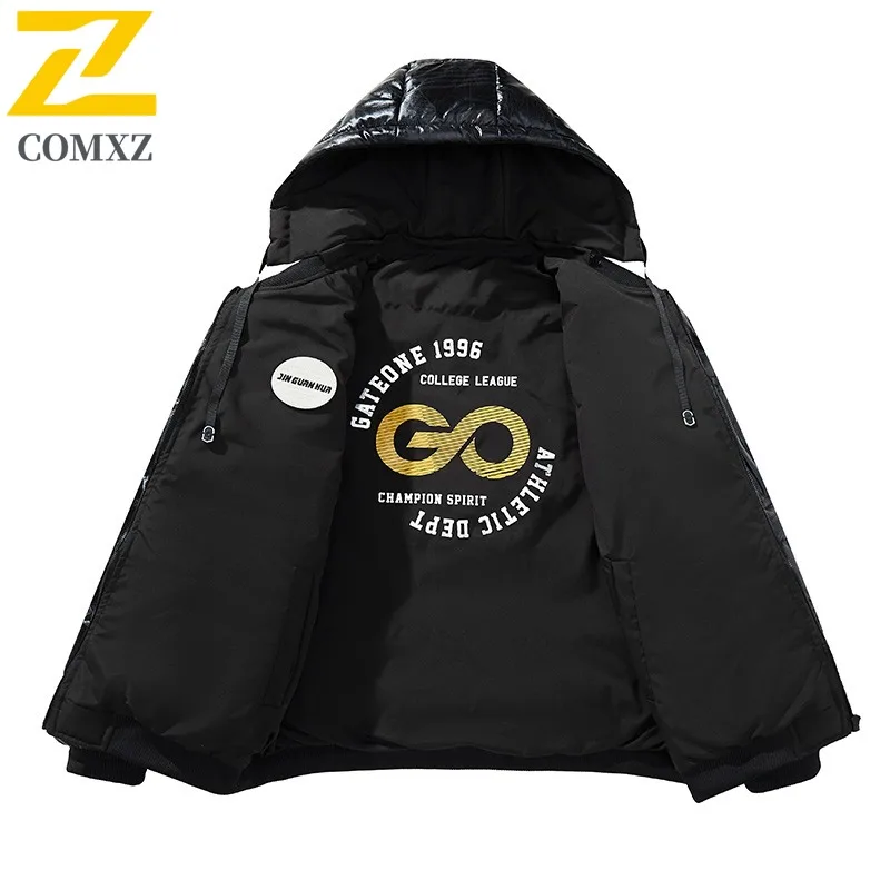 COMXZ Men Padding Coat Lightweight Handsome Thick Warm Cold Resistant Travel Skiing Winter Jacket Snowy Windproof Padded Jacket