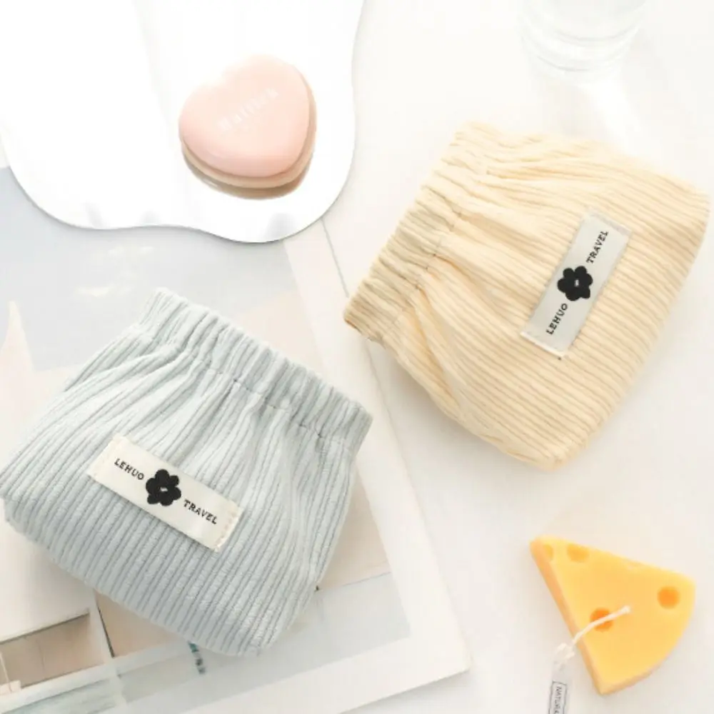 Fashion Mini Shrapnel Bag Corduroy Soft Coin Purse Solid Color Cosmetic Bag Girl