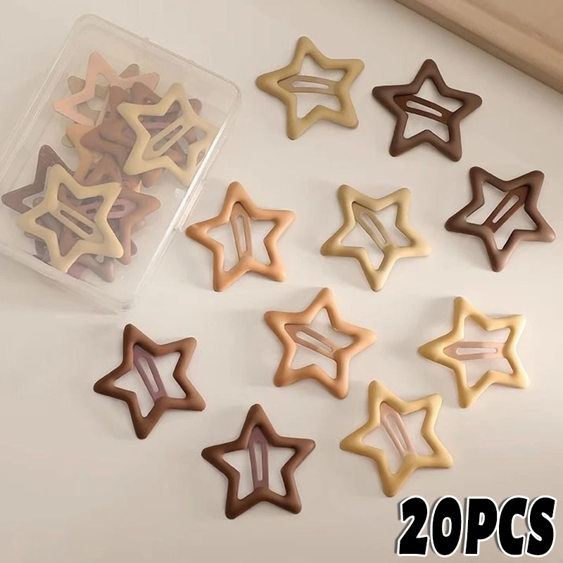 2/20pcs Y2K Bobby Pin Girl Colorful Stars Barrettes Metal Snap Clips Kid Korean BB Hairpins Crab Stick Headwear Hair Accessories