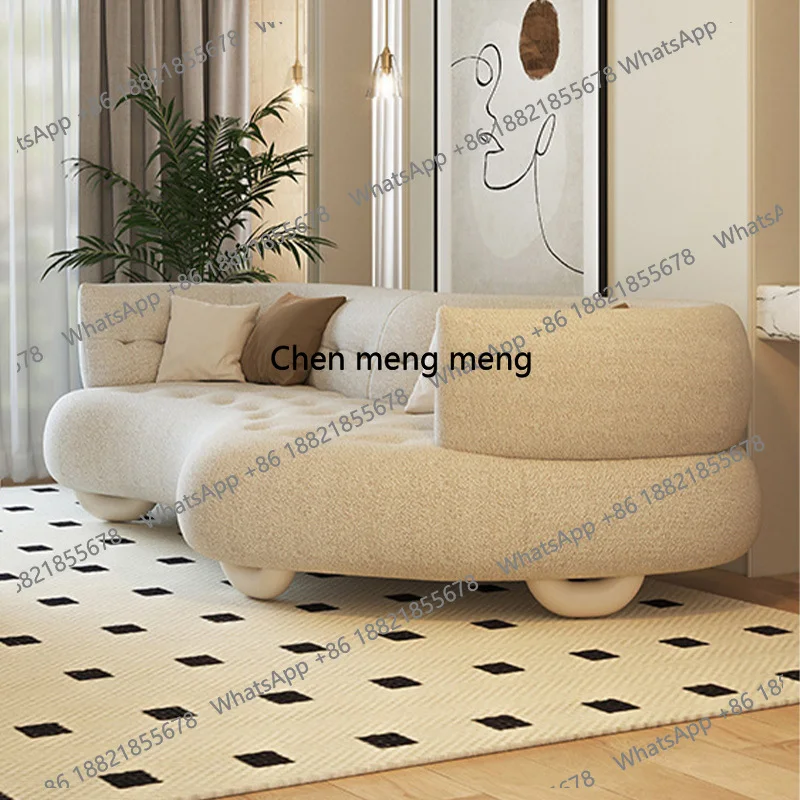 Retro Comfort Cotton-Linen Couch Modern Beige Living Room Sofa with Solid Wood Frame Soft Sofas for Home Office Hotel Furniture