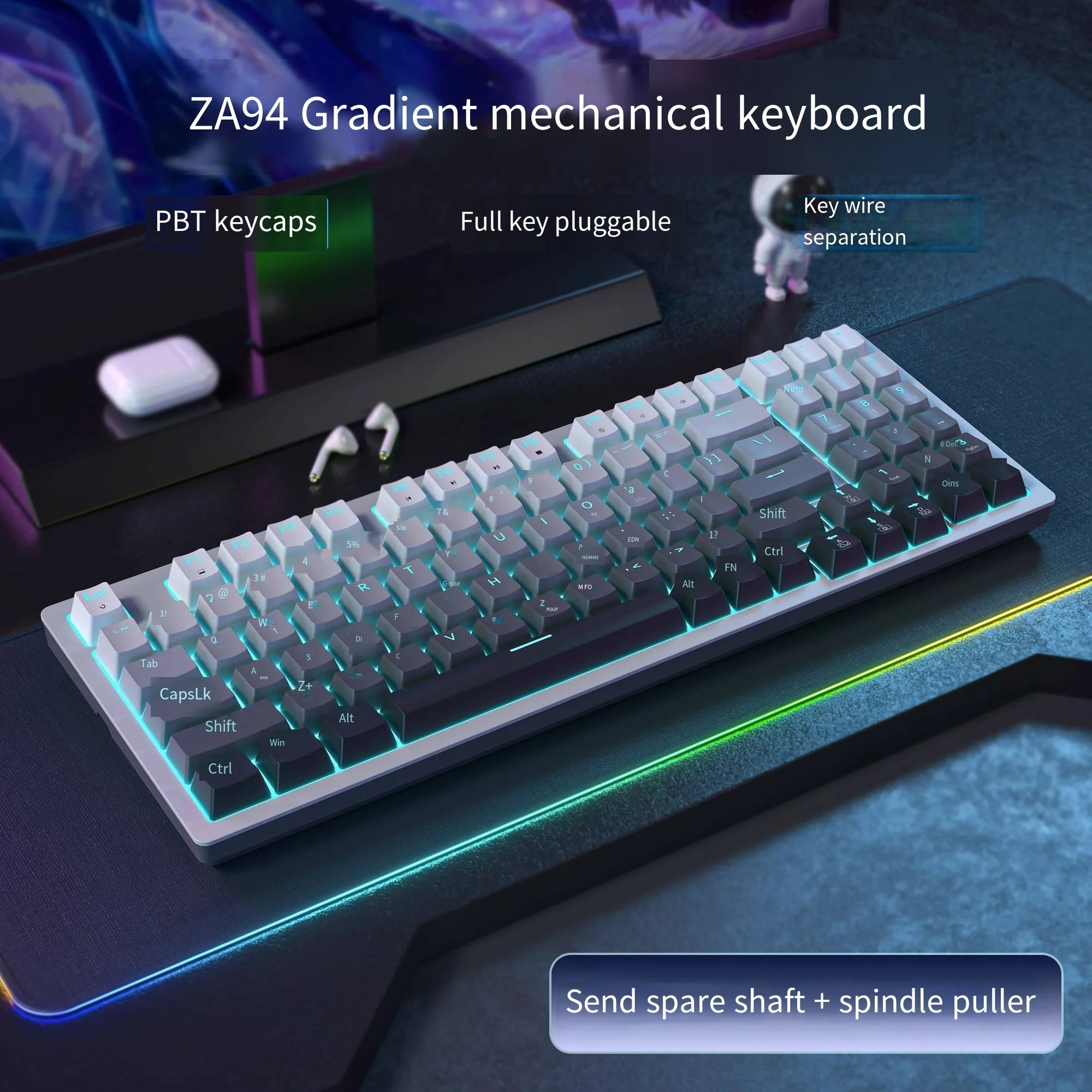 Imagem -04 - Zifriend-gradiente com Fio Teclado Mecânico para Jogos Interface tipo c Hot Swap Teclado do Escritório N-key Rollover Za94