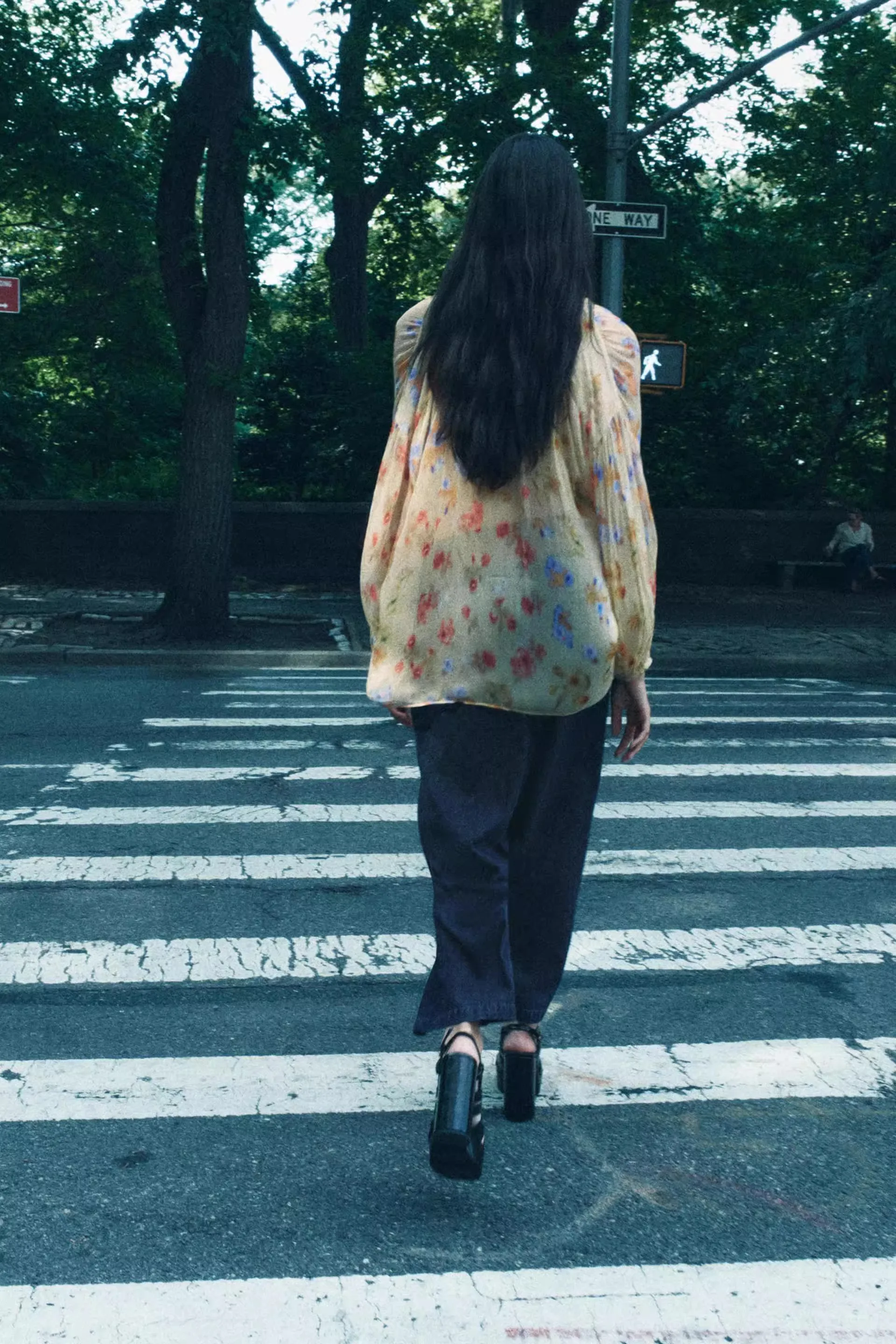 Csa de chiffon com estampa de fada, e, manga longa, nova, 2024, solta, manga crida, gola em v, crimento regular