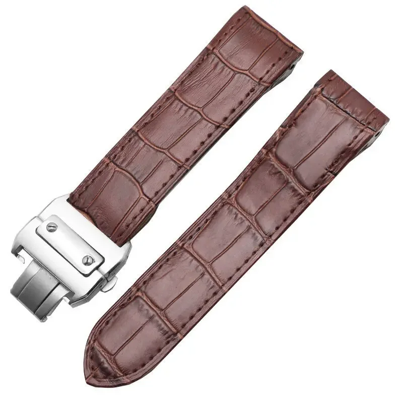 High-end Genuine Leather watch strap 20mm 23mm for cartier Santos strap Santos 100 men\'s and women\'s folding clasp watchband