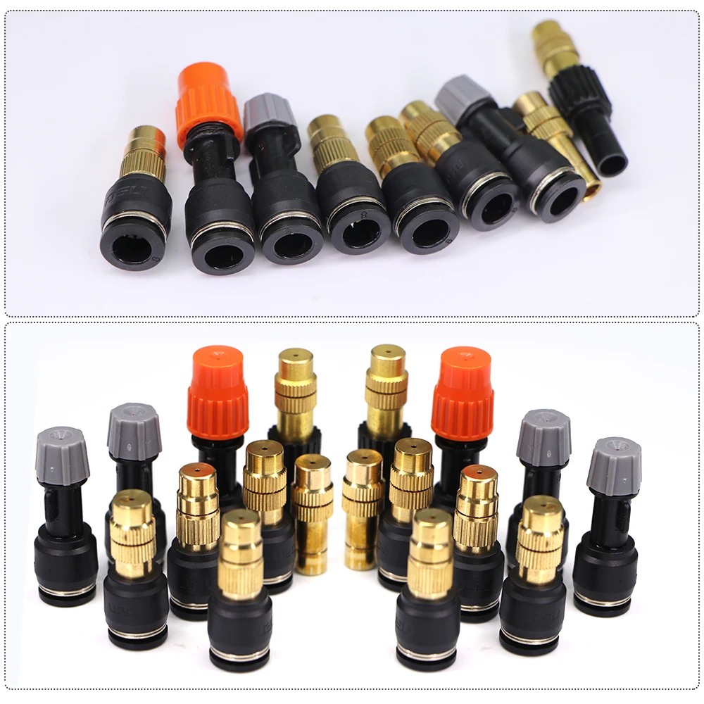 10PCS 8mm Adjustable Nebulization Nozzles for Garden Misting System Quick Connect Fogging Spray-Head 20-50cm Flexible Sprinkler