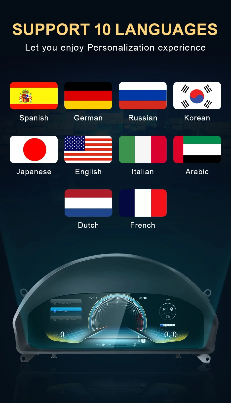 

For Mercedes Benz C class W204 NTG4.0 E300 Car LCD Dashboard Digital Cluster instrument 12.3inch QLED Panel Linux System