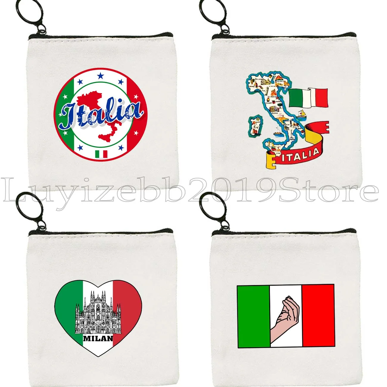 Florence Pisa Torre Milão Sicília Forza Italia Roma Bandeira Mapa Genoa Itália Presente Lona Moeda Bolsa Chave Caso Bolsa Carteira Bolsa com Zíper