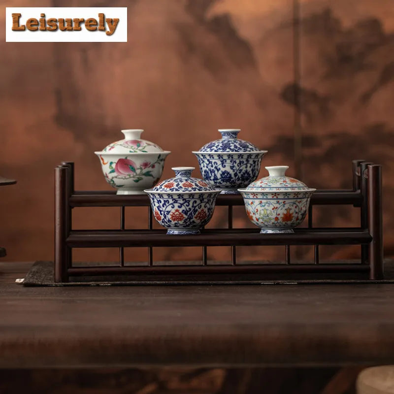 

150 мл сине-белая японская чайная вареная Gaiwan, чайная чаша с крышкой, комплект чайника, крышка, миска, китайский чайный сервиз, украшение