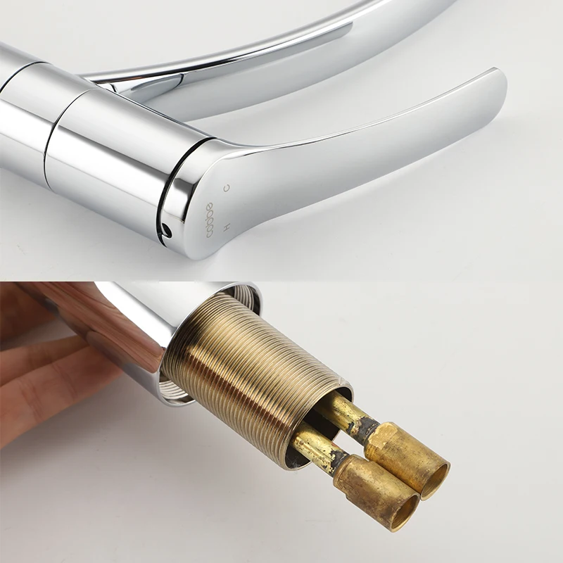 Brass Kitchen Sink Faucets Chrome Kitchen Mixer Faucet Cold Hot Water Tap 360 Rotate Kitchen Sink Mixer Long Nozzle grifo cocina