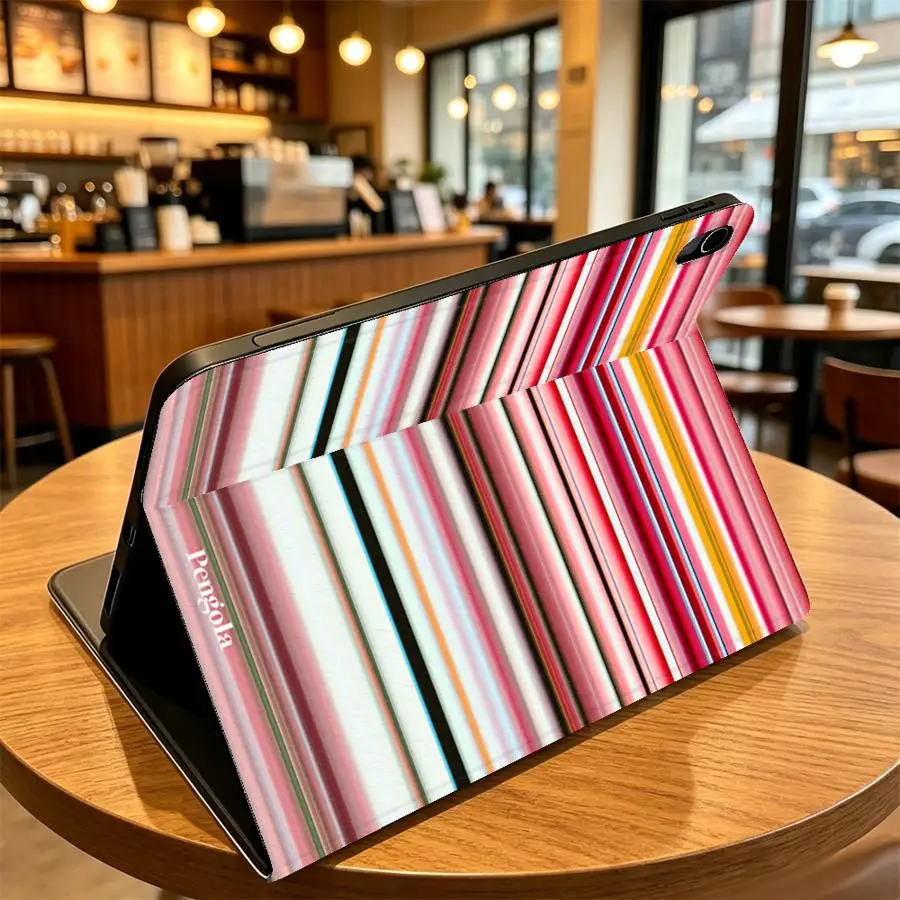 Pink Stripe Pattern Print Case for Apple iPad Air 11 13 M4 M3 M2 A16 2026 Pro11 13 10th 7/8/9th With Pencil Holder Air 4/5/6th