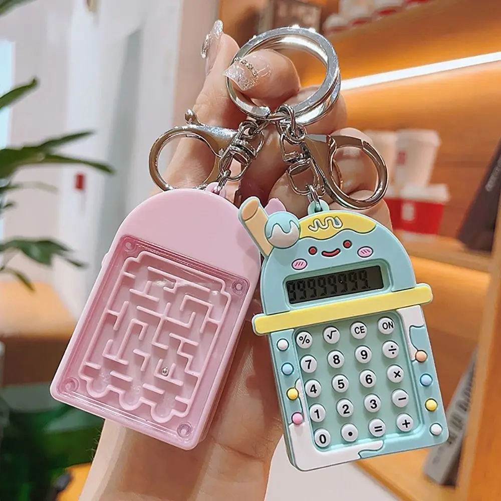 Maze Mini Calculator Portable 8 Digits Display Candy Color School Supplies Kawaii Lightweight Key Chain Student