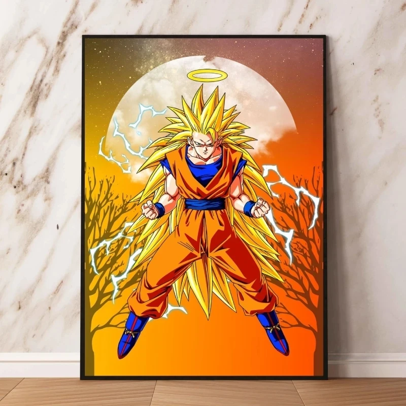 Clássico Anime Dragon Ball Super Saiyan Son Goku Mural Para As Crianças Sala de estar Casa Arte Da Parede Presente Decorativo Estética