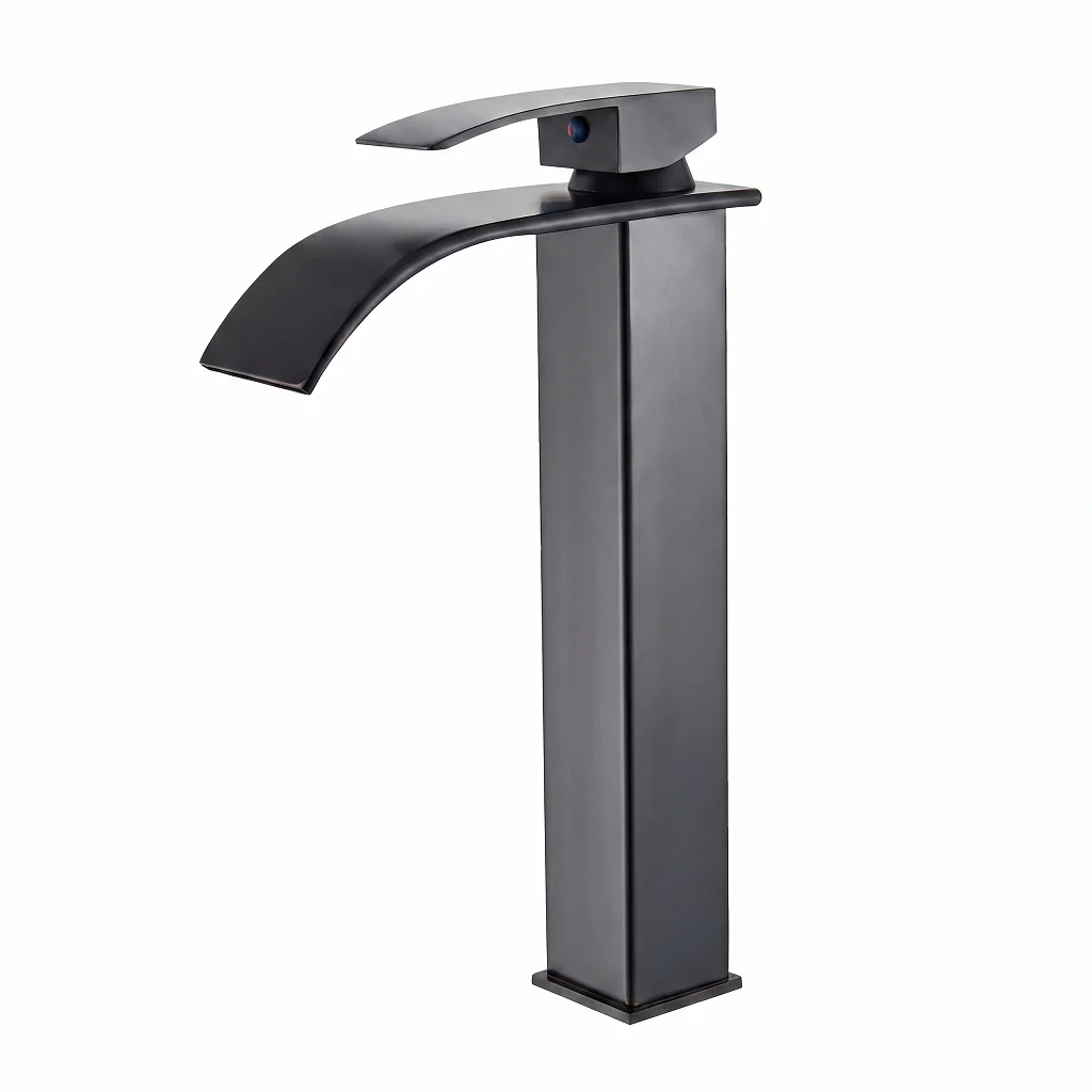 Robinet de Lavabo Cascade - Robinets de salle bain - Noir - Mitigeur Lavabo -Diamètre d'entrée d'eau 1/2