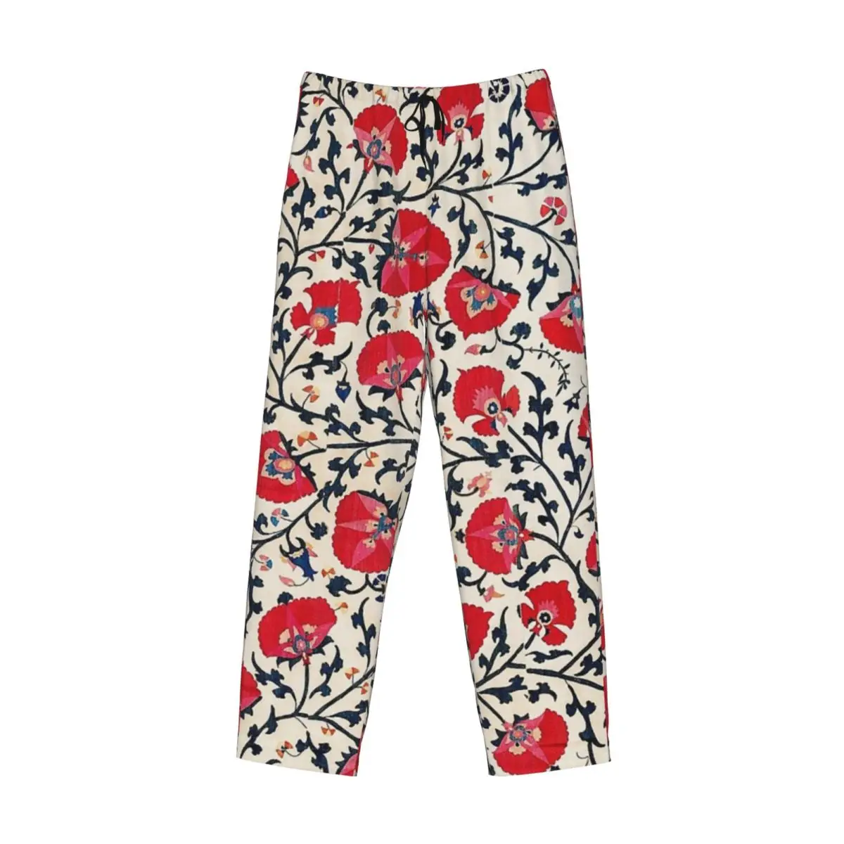 Custom Shakhrisyabz Suzani Uzbekistan Floral Embroidery Print Pajama Pants Men Sleepwear Sleep Lounge Bottoms with Pockets