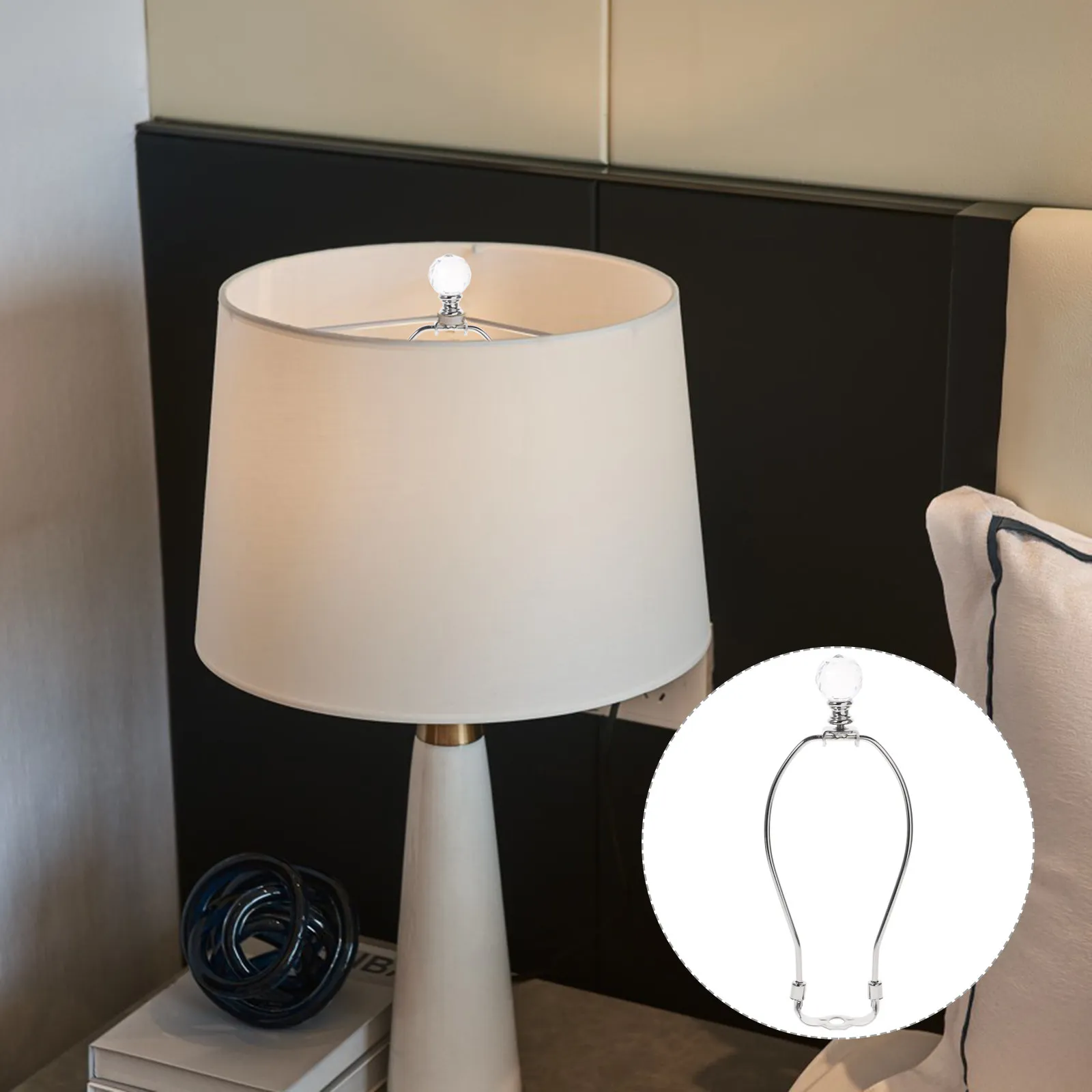 

Комплект из 1 шт. металлического держателя для абажура с креплением-арфой и наконечником, серебристое покрытие, устойчивое к ржавчине, для дома