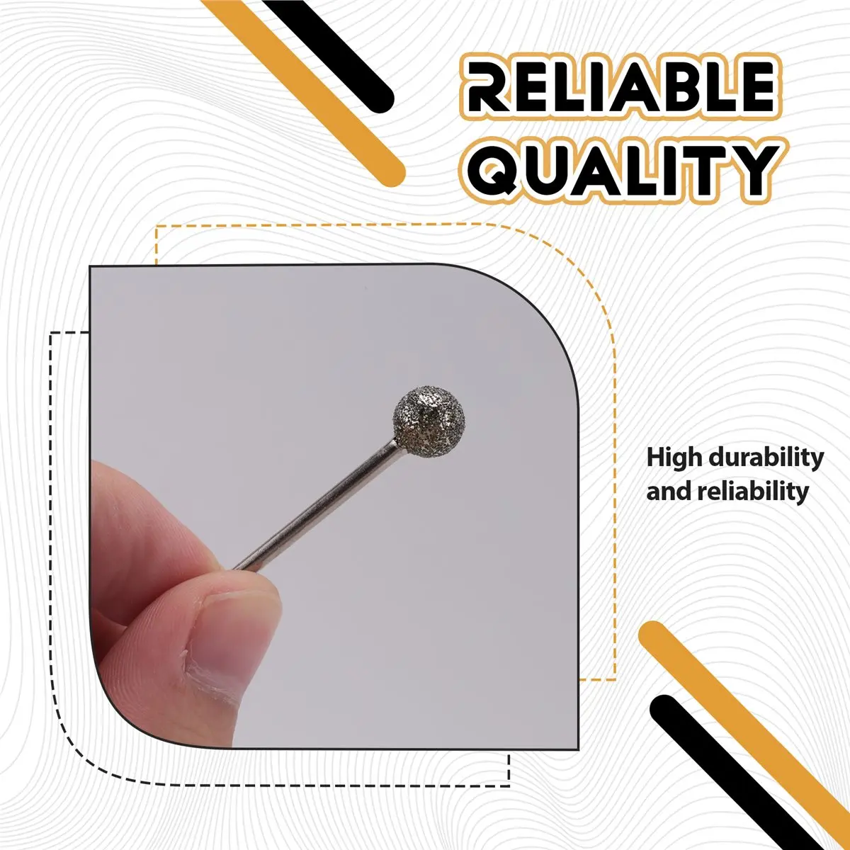 A24I 13 Pcs Ball Shape Diamond Burr Diamond Mounted Grinding Burs Stone Carving Set with 3/32 Inch Mandrel for Rotary Tools