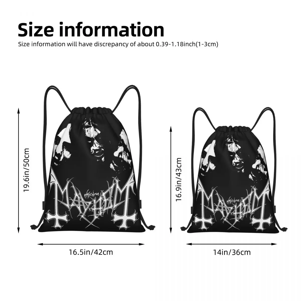 Mayhem Black Metal Band Drawstring Mochila, Sports Gym Bag, resistente à água String Sackpack para Yoga