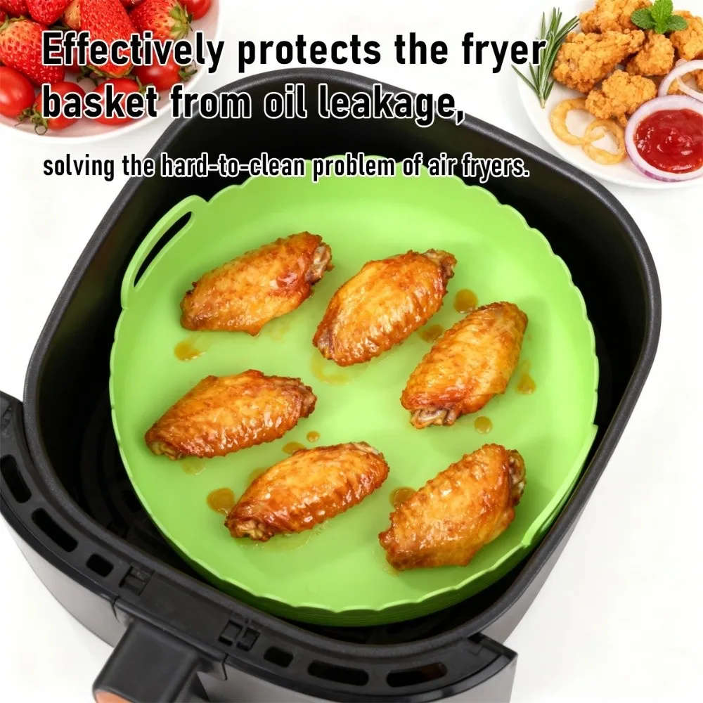 Multi-color Silicone Air Fryer Liners Non-stick Food-grade 3 Grids Oven Tray 7/8 Inch Reusable Divided Airfryer Basket