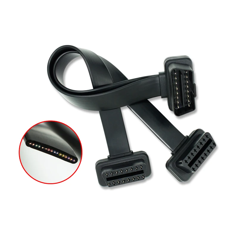 16Pin OBD 2 Extender ODB II OBD2 Cable 16 Pin Male To Female Flat Noodle OBD II Extension Connector Diagnostic Extending Cable