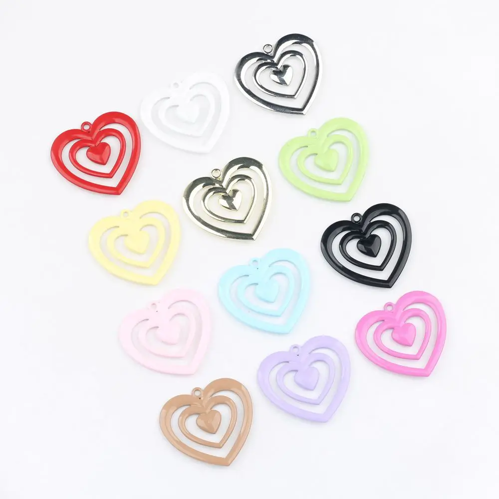 

40pcs Vintage Macaron Color Pendant Charms Diy Love Heart Pendants Necklace Earrings Connectors Handmade Jewelry Making Findings