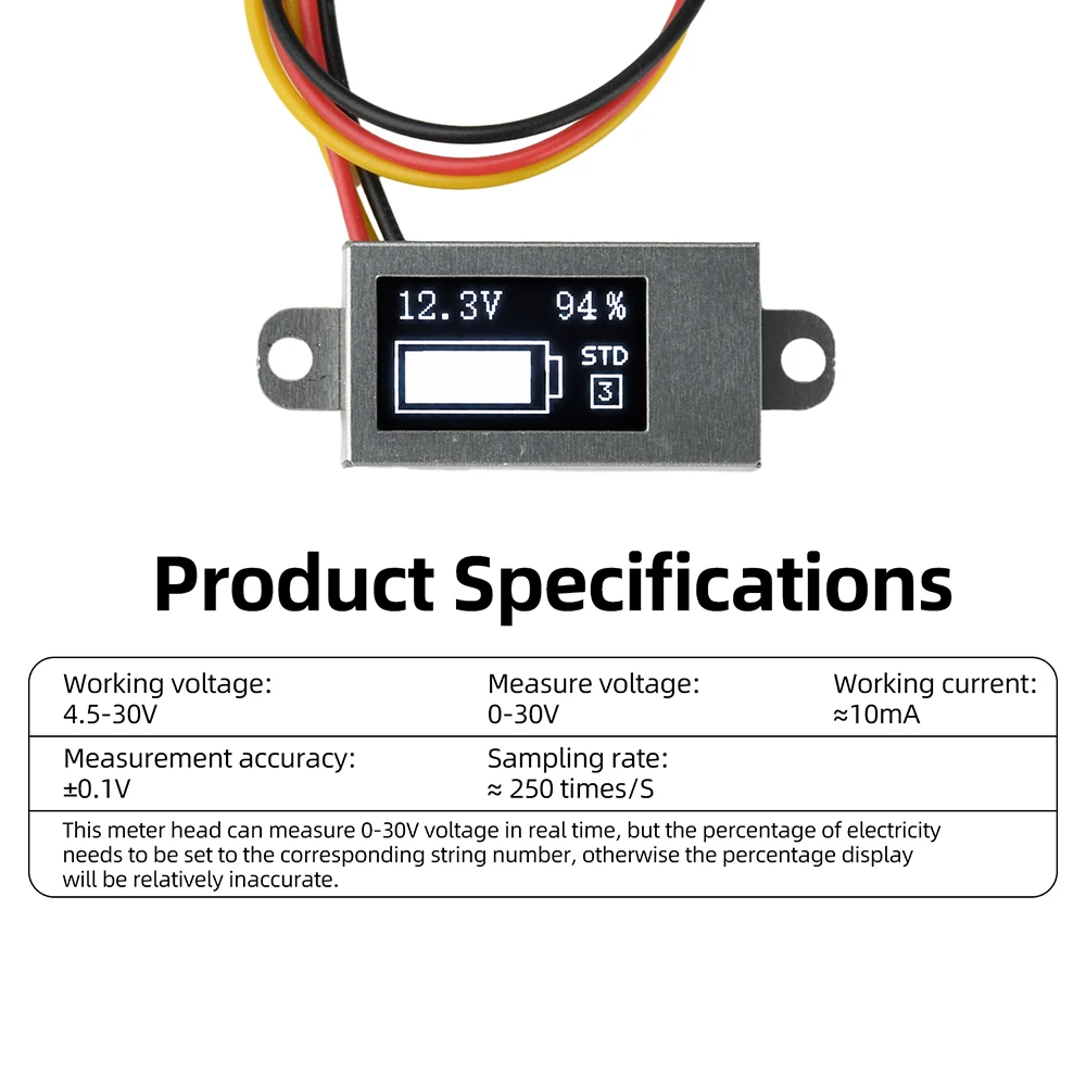DC 0-30V Ultra-Dünnes Digitales Voltmeter & Batteriemessgerät 0,5-Zoll-OLED-Display Spannungstester 1-6S Einstellbarer Batterie-Ladestandsprüfer – Detail 16