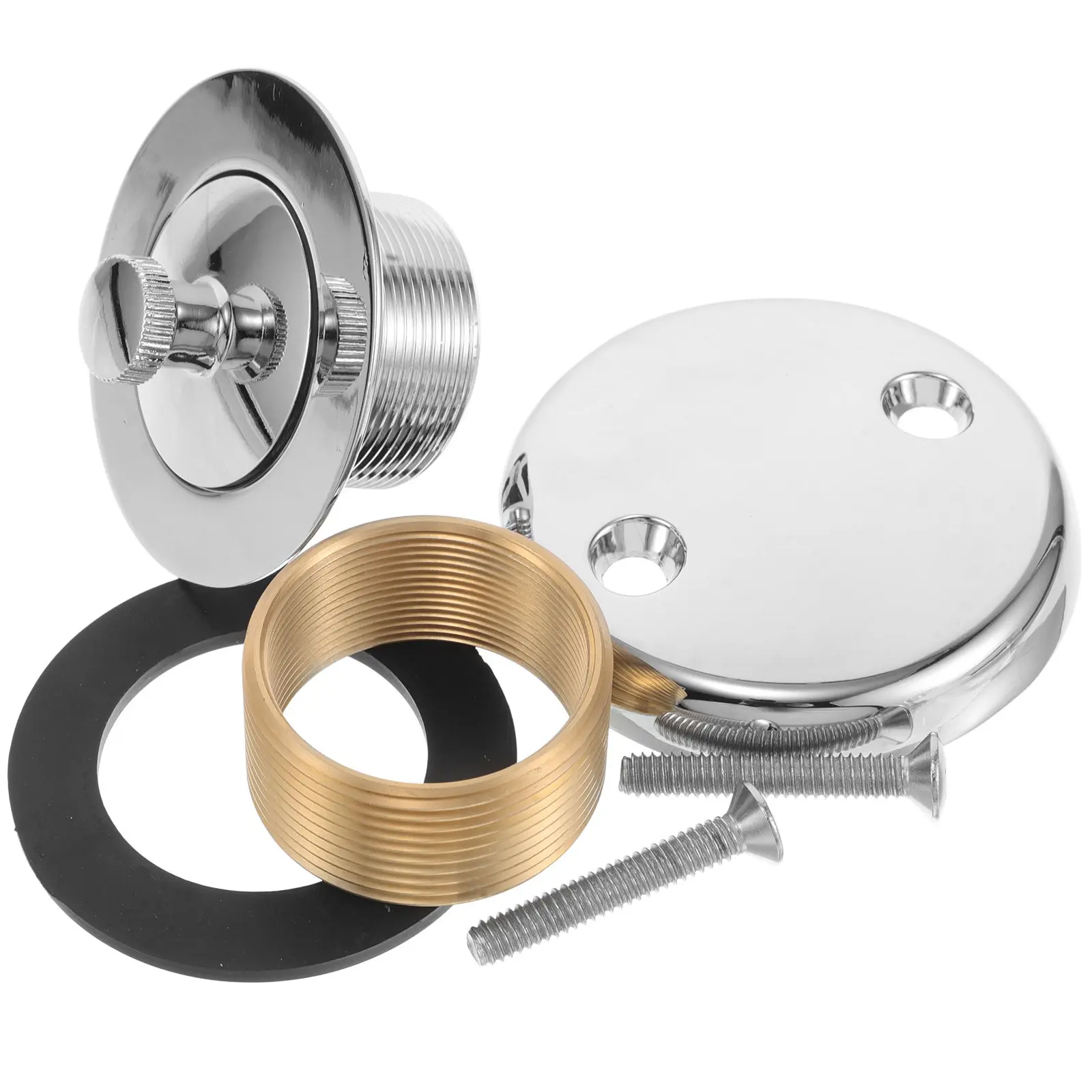 

1Set American Style Bathtub Drain Stopper Replacement Kit Chrome Strainer Odor Blocker for Tub Drain Overflow Home