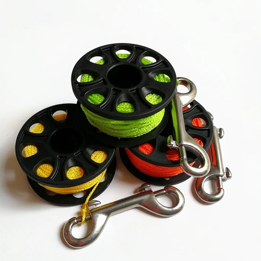 Reliable Scuba Diving Finger Spool High Strength Nylon Rope Stainless Steel Snap Hook Tool For Underwater Exploration Diving