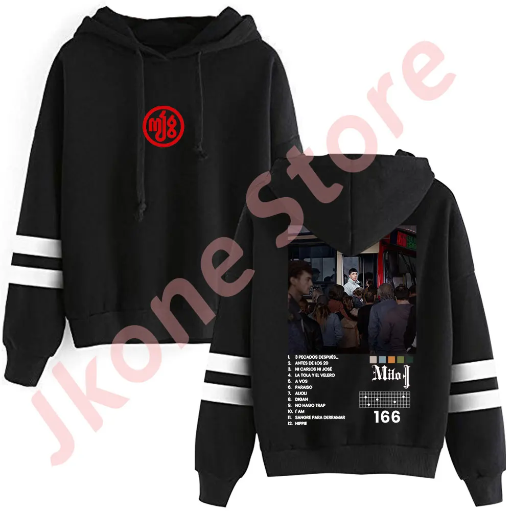 Milo J 166 Tracklist Pullover Hoodies Singer 2024 Tour Logo Merch Pocketless Parallel Bars Sleeve Streetwear Sweatshirts