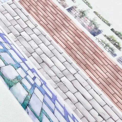 Imagen 2 del producto 2m/rollo de cinta PET de carretera, adhesivo decorativo para mascotas, cinta Washi para construir paisajismo, pegatinas para álbum de recortes, diario, papelería estética