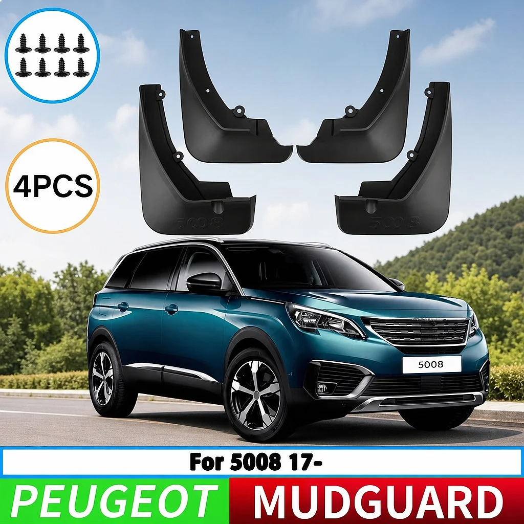 

For Peugeot 5008 2017-2025 Car Tire Fender Splash Guard Front Rear Wheel Mud Flaps 4pcs