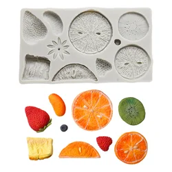 New Kiwi Fruit Strawberry Orange Lemon Slice Turn Sugar Cake Silicone Mold Chocolate Mold DIY Baking Decoration Mold M532