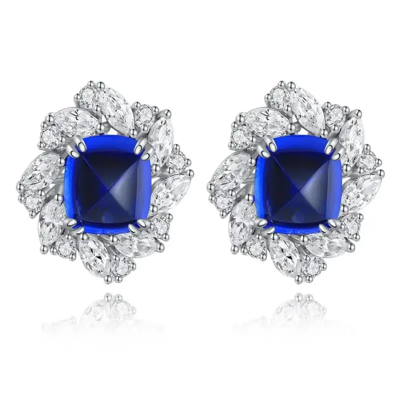 

RUIF 2023 New Fashion 925 Sterling Silver Stud Earrings with Sugar Loaf Lab Grown Sapphire – Perfect Gift for Women