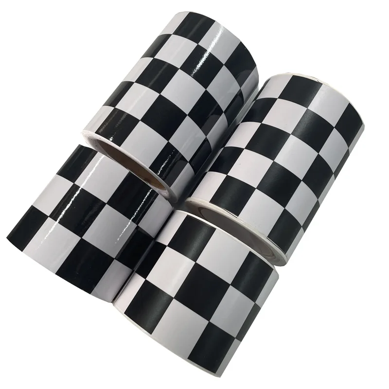 Premium Racing Black White Checkered Flag Vinyl Wrap Film Roll DIY Self Adhesive Decal Sticker Automotive Car Wrapping Foil