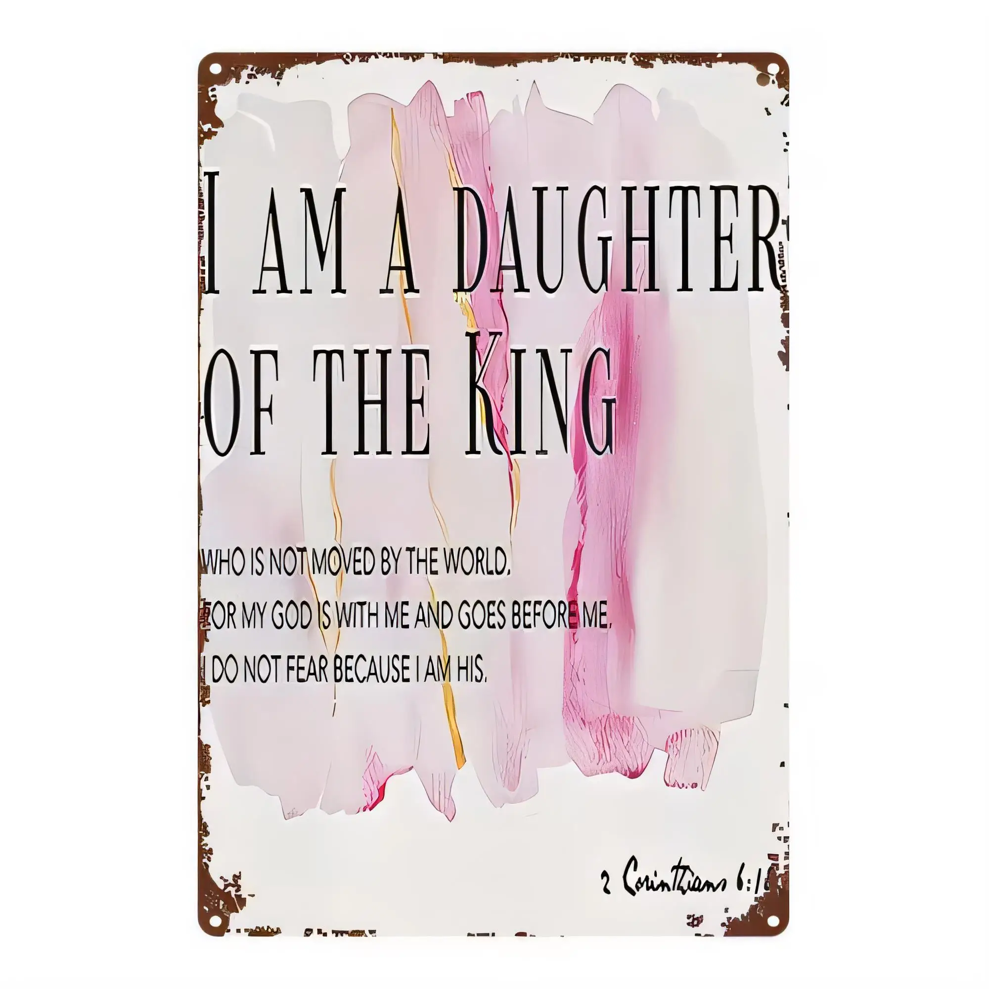 Tin Sign I Am A Daughter Of The King Christian Bible Verse Metal Plaque Wall Decor Vintage Rustic Farmhouse Faith Artwork for Ch
