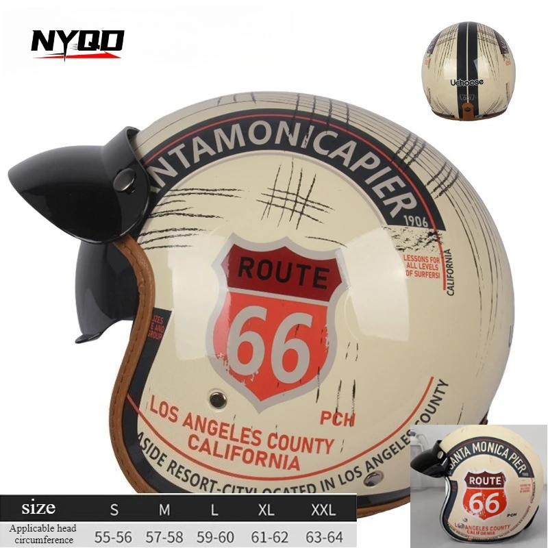 

DOT Open Face Casco Moto Motorcycle Accessories Men Moto Helmets Certificated Retro Motorcycle Helmet Cafe Racer