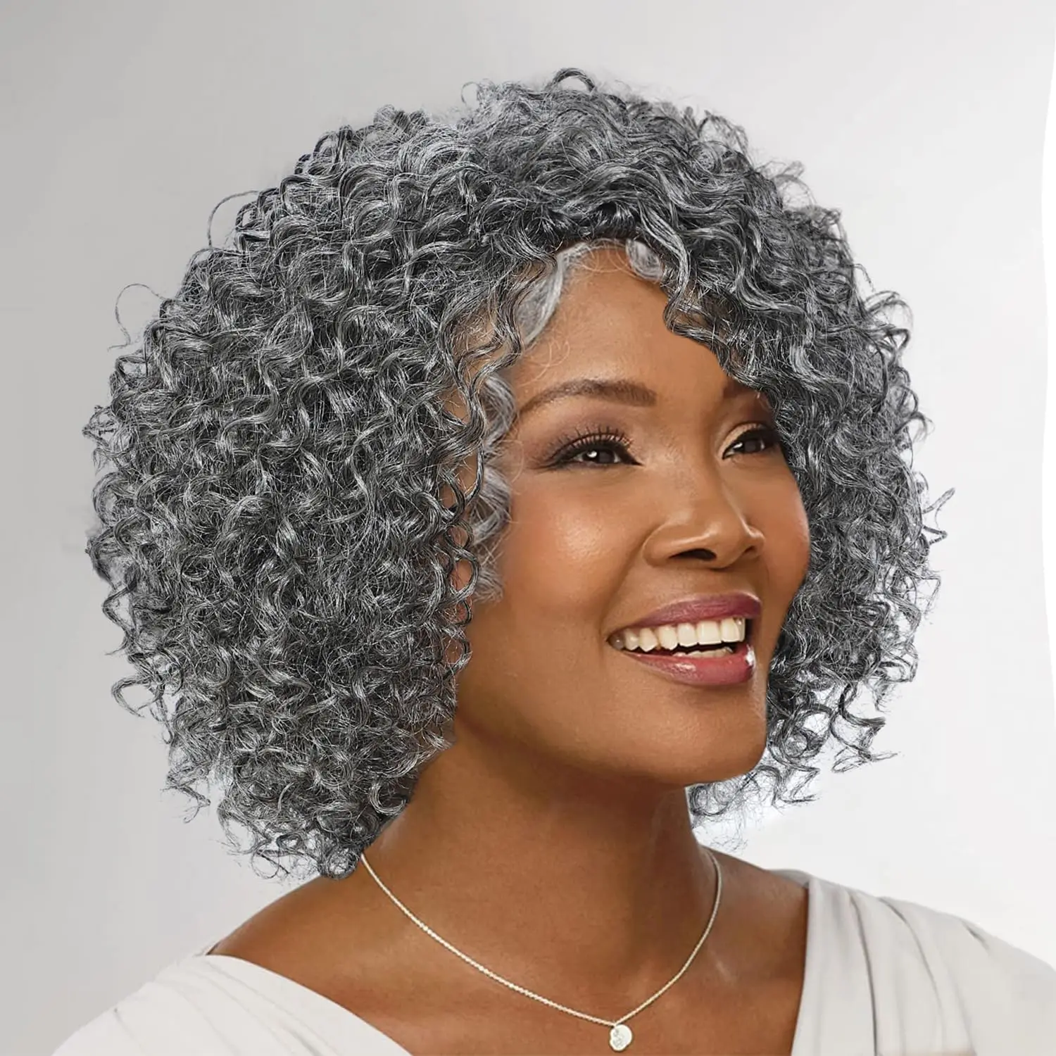 Pelucas de cabello humano rizado corto gris plateado, peluca Bob de Color sal y pimienta, cabello humano 100% brasileño, peluca Frontal de onda profunda para mujeres