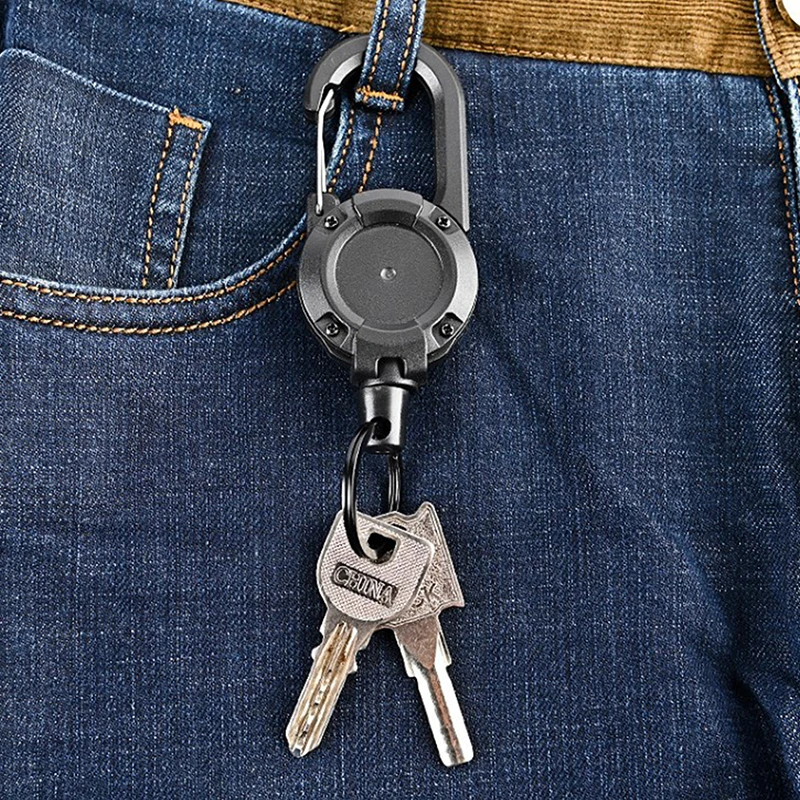 Anti-roubo Metal Keychain, Corda de fivela fácil de puxar, Corda elástica, Chaveiro retrátil, Passe de esqui, Cartão de identificação