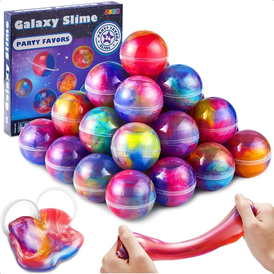 

JOYIN Slime Party Favors 24 Pack Galaxy Slime Ball Stretchy NonSticky MFree Str Relief and Safe Toys for Girls and Boys Classro