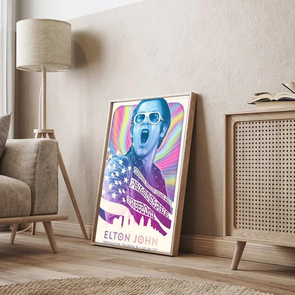 Elton John DIY Sticky Poster Vintage Room Bar Cafe Decor Home Decor