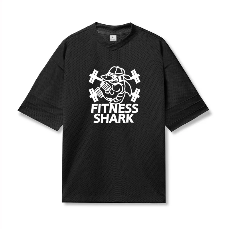 Oversized Loose Men Sport Short Sleeve T-Shirts Summer Mesh Breathable Quick Dry Shirts Gym Fitness Bodybuilding Casual Clothing