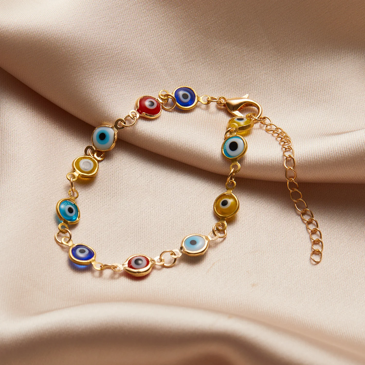 Glücklich Türkei Evil Eye Armband Bunte Rot Blau Auge Ästhetischen Schmuck Für Frauen Einfache Trendy Einstellbare Metall Kette Armbänder – Detail 14