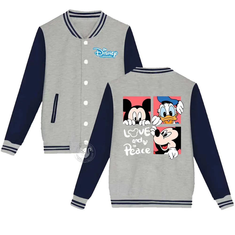 Disney Children Mickey Mouse & Donald Duck Print Autumn/Winter Thick Warm baseball uniform Long Sleeve jacket for boys and girls