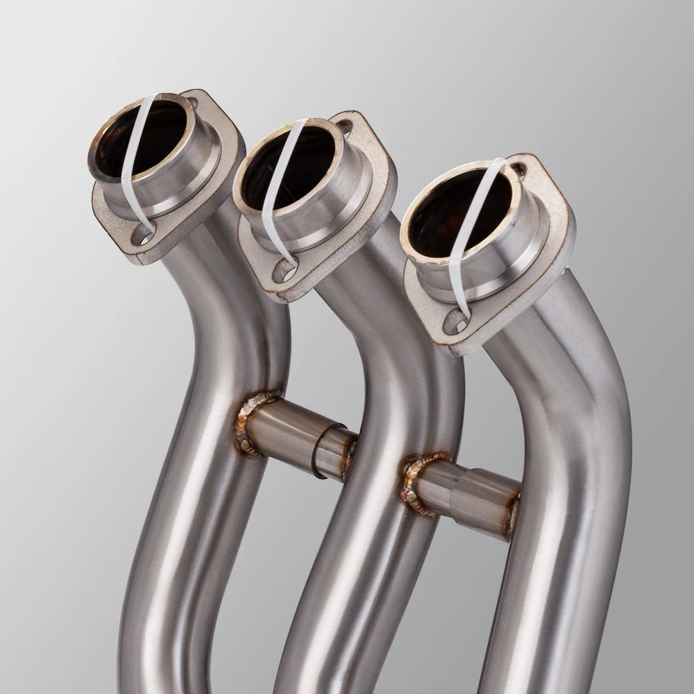 دراجة نارية العادم الجبهة وصلة الأنابيب لياماها MT09 FZ09 XSR900 2014-2020 الانزلاق على الهروب موتو نظام أنبوبة رأسية مستديرة #4