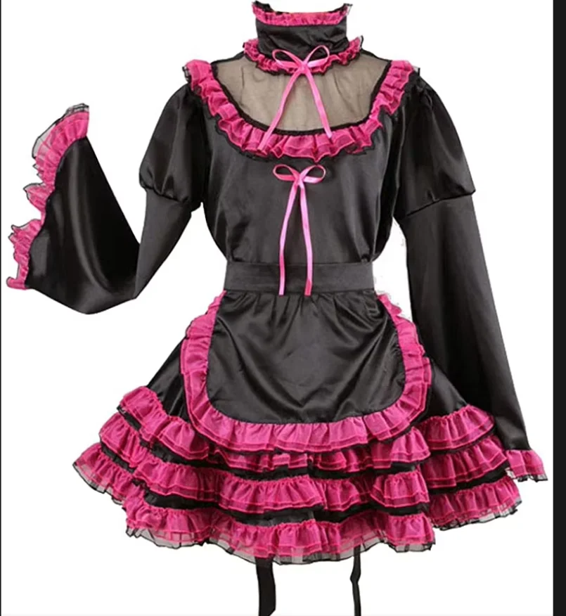 

Lockable New Hot Selling Lady Black Long Sleeved Horn Wide Sleeved Maid French Uniform Party Dress Custom