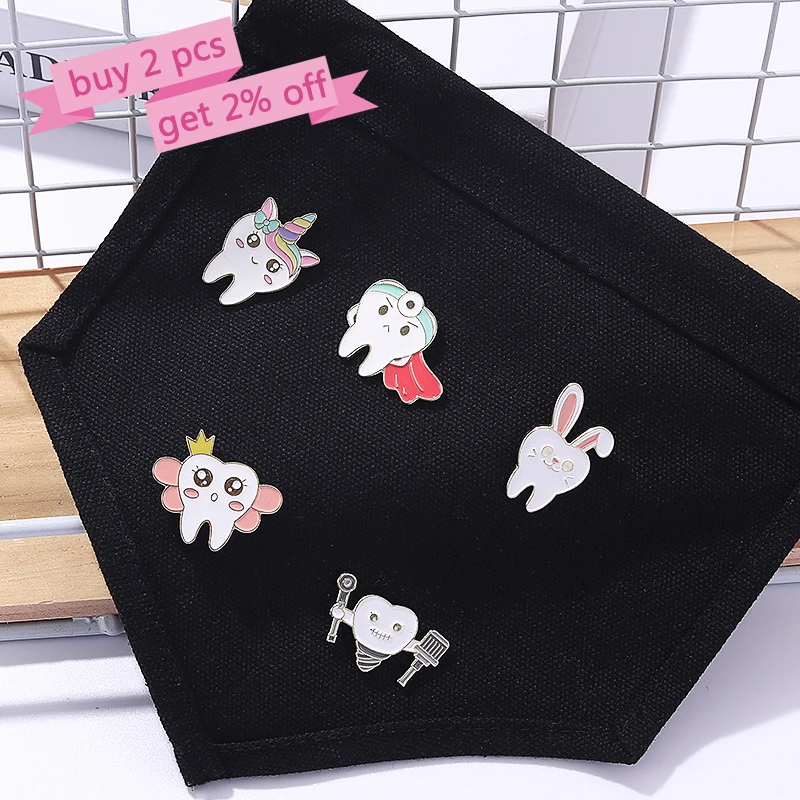 Oral Health Enamel Pins Custom Tooth Fairy Brooches Dentist Lapel Badges Fun Dental Implant Jewelry Gift for Kids Friends