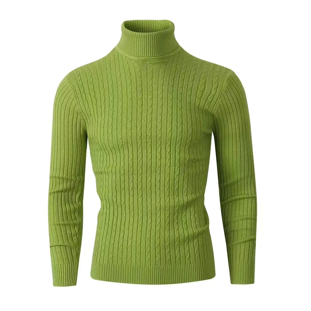 Suéter de cuello alto para hombre, Jersey informal de punto, mantiene el calor, Tops de Fitness, invierno, nuevo