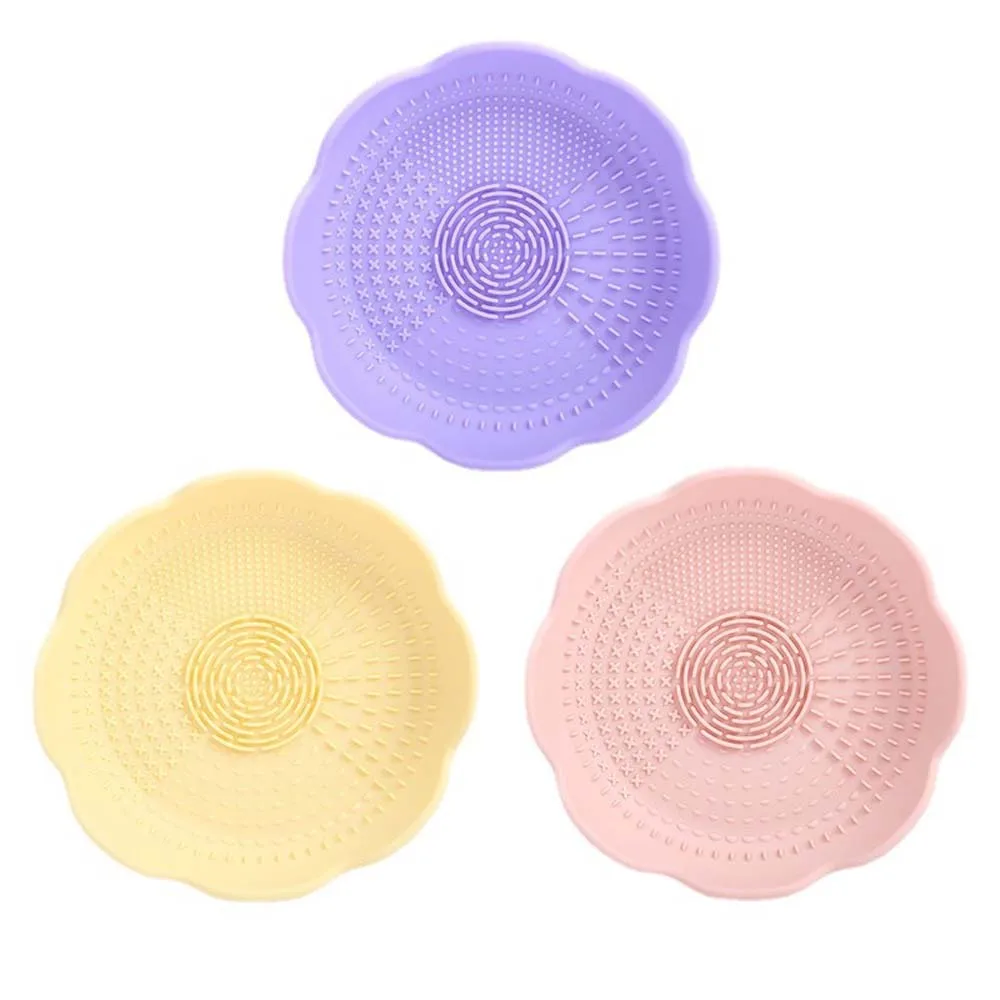 Limpiador de brochas de maquillaje de silicona, estante de almacenamiento para esponjas en polvo, soporte para brochas cosméticas, estera de limpieza, belleza limpia y seca, 3 colores