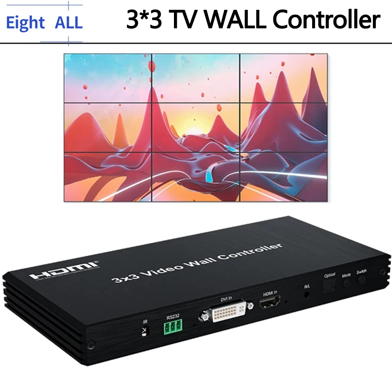 3x3 Video Wall Controller HDMI Multi Screen Splicer Processor for 1x2 2x2 2x3 2x4 1x3 1x4 1x5 1x6 TV Wall Splicing Box