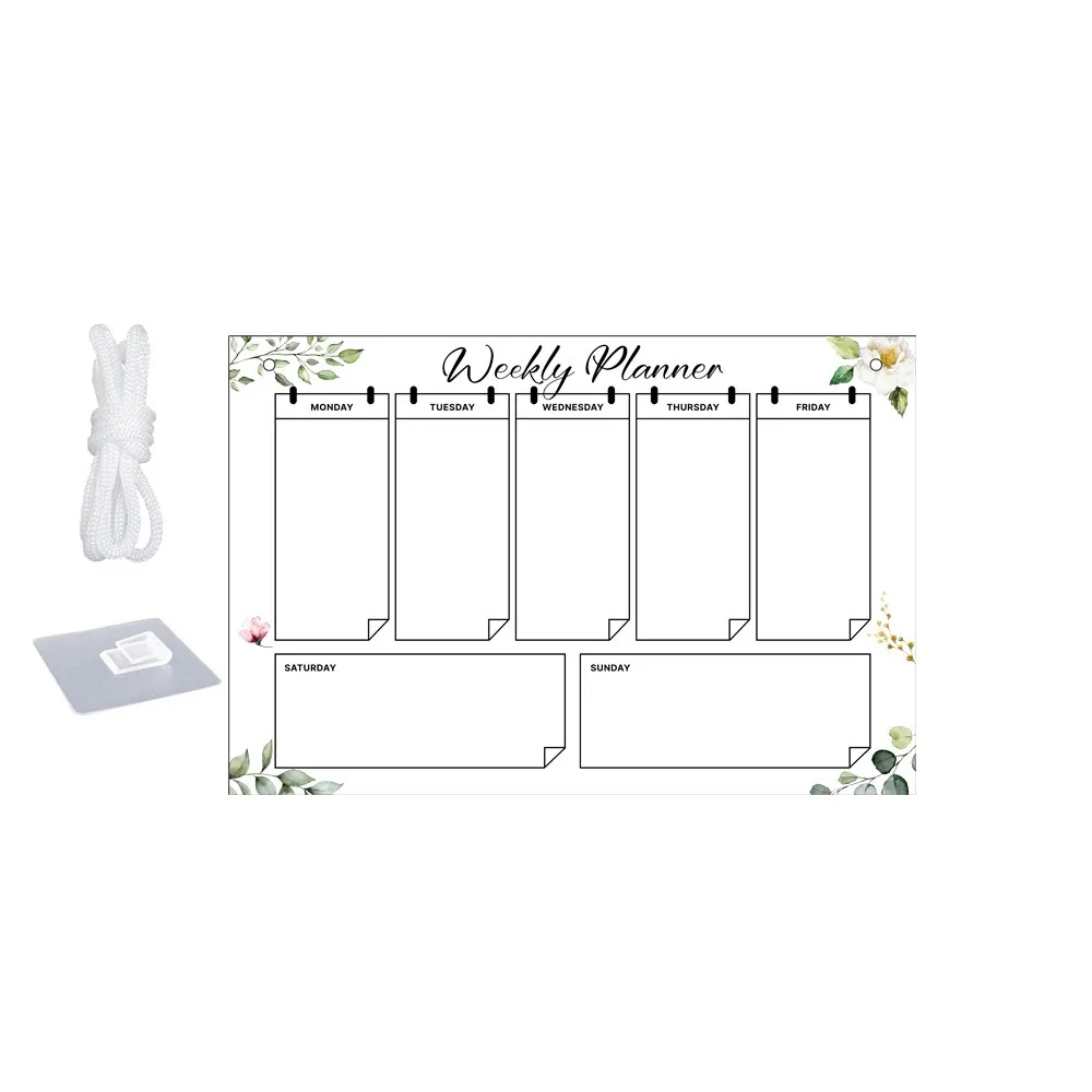 لوحة رسائل شفافة إبداعية من الأكريليك لوحة عرض شهرية أسبوعية نمط أوراق خضراء أداة لوحة ملاحظات معلقة على الحائط #1