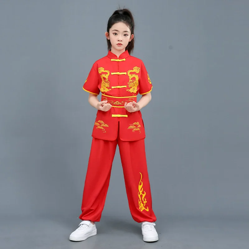 

Summer Children's Sets Martial Arts Performance Wushu Boy Outfit Cosplay Costume Kids Tops + Pants Suit Girl Clothes Tai Chi Set